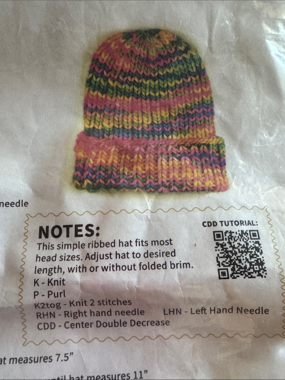 Simple Ribbed Hat Knitting Kit - Multicolor - Picture 2 of 4